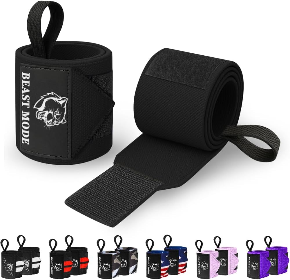 Heavy-Duty Weightlifting Wrist Wraps with Thumb Loop - 18" & 12" Sizes for Powerlifting, Strength Training, and Bodybuilding for Men and Women