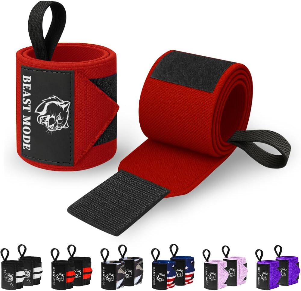 Heavy-Duty Weightlifting Wrist Wraps with Thumb Loop - 18" & 12" Sizes for Powerlifting, Strength Training, and Bodybuilding for Men and Women
