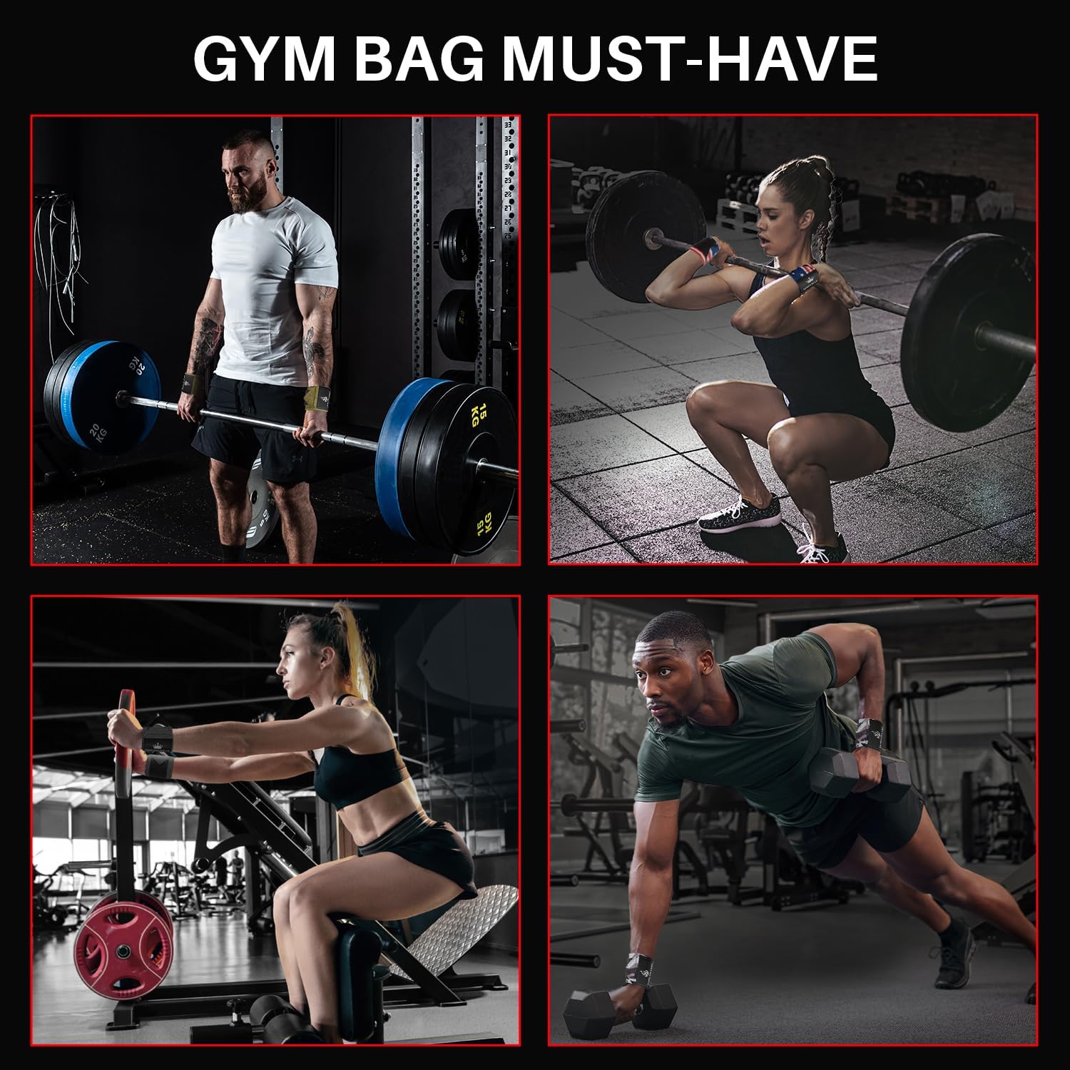 Heavy-Duty Weightlifting Wrist Wraps with Thumb Loop - 18" & 12" Sizes for Powerlifting, Strength Training, and Bodybuilding for Men and Women