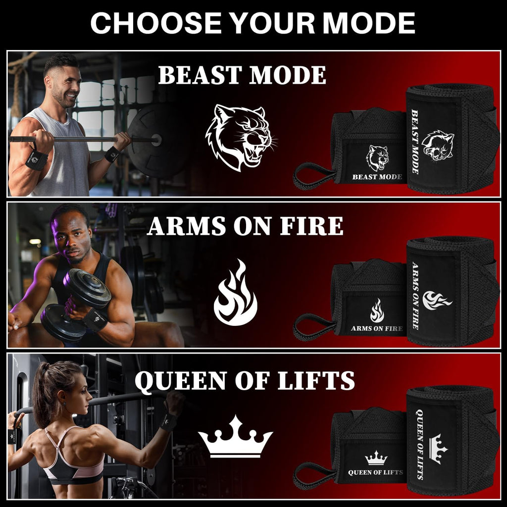 Heavy-Duty Weightlifting Wrist Wraps with Thumb Loop - 18" & 12" Sizes for Powerlifting, Strength Training, and Bodybuilding for Men and Women