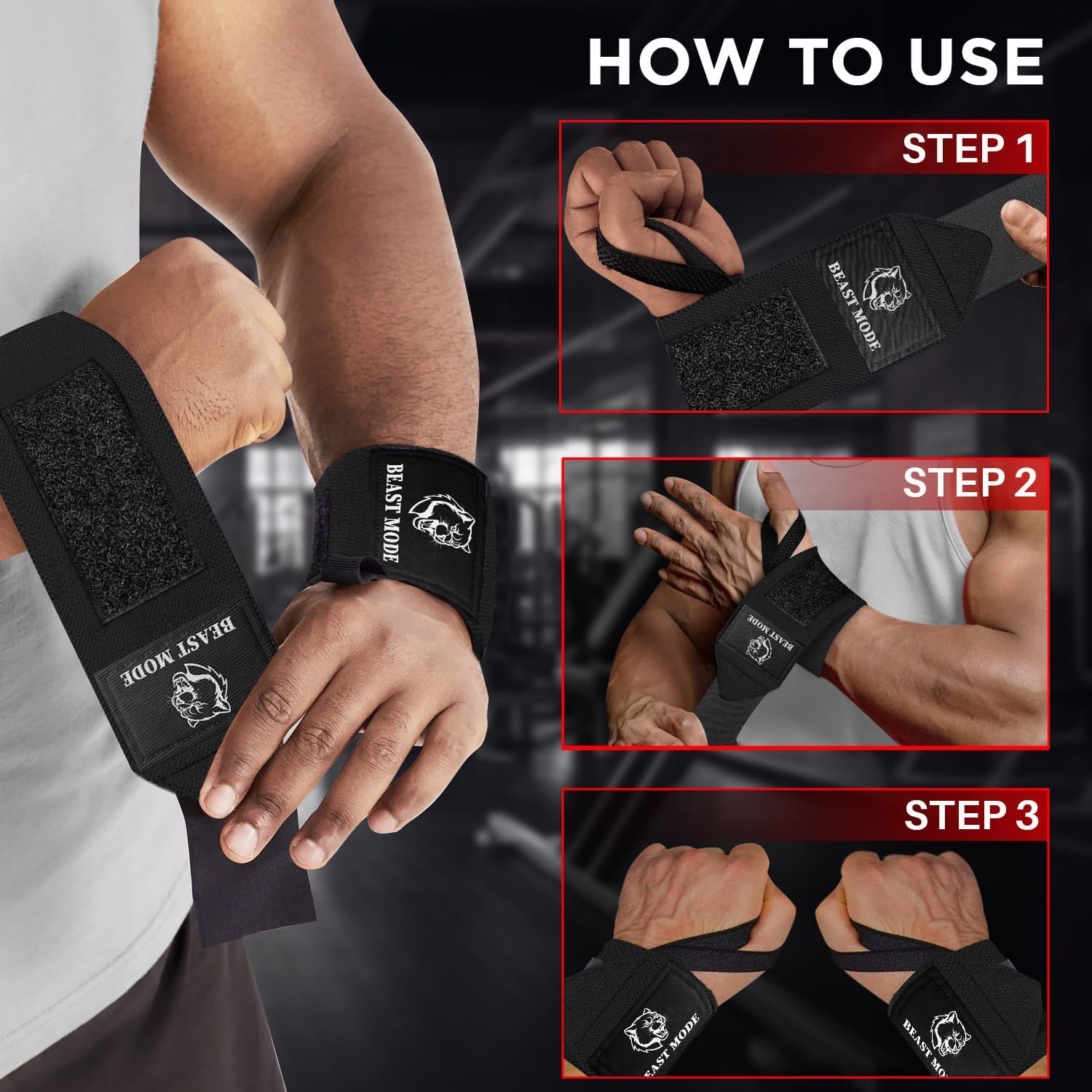 Heavy-Duty Weightlifting Wrist Wraps with Thumb Loop - 18" & 12" Sizes for Powerlifting, Strength Training, and Bodybuilding for Men and Women